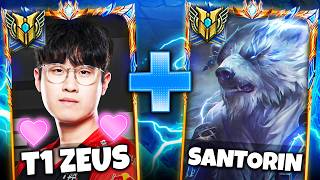 When Santorin meets T1 Zeus in solo queue HE HONORS ME AT THE END [upl. by Ahsinotna807]