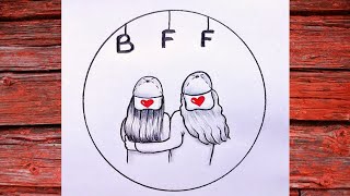 BFF simple and easy drawing for beginners How to draw a BFF step by step [upl. by Sower563]