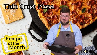 Chef Kris Makes Thin Crust Cast Iron Pizza  Lodge Cast Iron Recipe of the Month [upl. by Bernadene594]