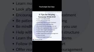 Psychologist Sam Says  Tips on Helping Someone with OCD [upl. by Horne]