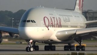 DELIVERY First Qatar Airways A380 A7APA takeoff at Hamburg Airbus Plant [upl. by Wetzell284]