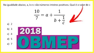 Qual é o valor de C  OBMEP 2018 [upl. by Julius]