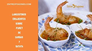 🥳 Langostinos 🦐 Crujientes sobre Fumet de Gambas 🍤 y Batata 🍠 [upl. by Beaumont92]