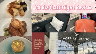 Enjoying 15 hours inflight with Michelin Star Duddell’s 2024 menu amp free WiFi CX Biz Class YYZHKG [upl. by Notle715]