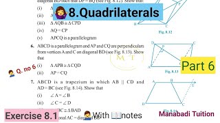 9th class maths Chapter 8🤷‍♀️Quadrilaterals Exercise 81 Q no 6 part 6CBSENCERTwith notes [upl. by Eelsnia]