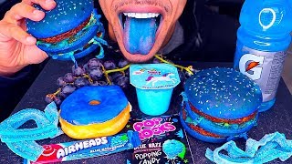 ASMR EATING ONLY BLUE FOOD MCDONALDS BIG MAC POP ROCKS CANDY DONUT PARTY JERRY NO TALKING MUKBANG [upl. by Cheshire240]