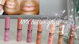 Full Swatches NYX BUTTER GLOSS Nude Pinks musthaves [upl. by Paulita]