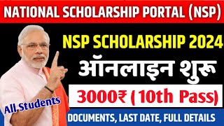 NSP Scholarship 2024  10th Pass students ke liye 3000₹ से धनराशि 12th diplomaUG PG Apply now [upl. by Sutton]