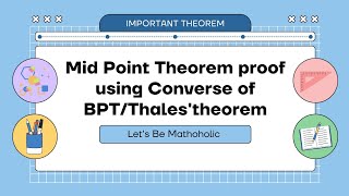 Mid Point Theorem proof using Converse of BPTThales theorem [upl. by Ivie]