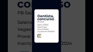 Concursos em aberto para dentistas para mais informações 11 945573836 ou mande Dm no Instagram [upl. by Chesnut868]