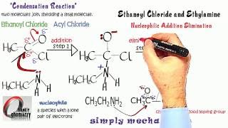 Simply Mechanisms 7d Nucleophilic Addition Elimination Ethanoyl Chloride amp Ethylamine [upl. by Narret267]