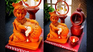 Janmashtami Decoration Ideas  Lord Krishna Diya and Pot Smoke Fountain shorts diy smokefountain [upl. by Zephan]