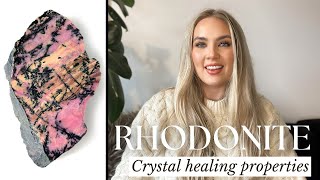 CRYSTAL HEALING PROPERTIES OF RHODONITE 🌸 formation history chakras amp more [upl. by Jeniffer349]