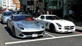 Ferrari F12 vs Mercedes SLS  Accelerations and SLS Breakdown Cool combos  end [upl. by Aelc619]