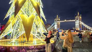 London Christmas Market 2024 ✨ London Bridge City  Winter by the River Walk Tour 🎄 4K HDR [upl. by Nedyaj]