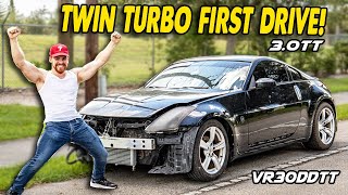 INCREDIBLE Twin Turbo 350z Swap FIRST DRIVE Mini GTR 400z Build [upl. by Olatha]