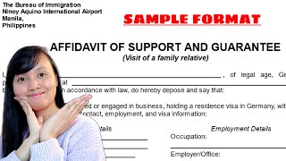 AFFIDAVIT OF SUPPORT AND GUARANTEE SAMPLE FORMAT [upl. by Enirual198]