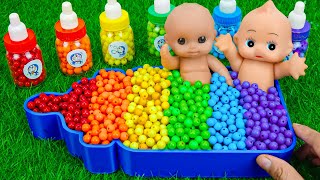 ❤️💚💙💛💜 Oddly ASMR  How I Made Rainbow Beads IN MILK BOTTLE Bathtub OF Fruit Toys amp Cutting ASMR [upl. by Hpotsirhc]