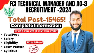 FCI TECHNICAL MANAGER AND AG3 RECRUITMENT 2024COMPLETE INFORMATIONBY RAJ SIR fci fcimanager [upl. by Ruddie257]