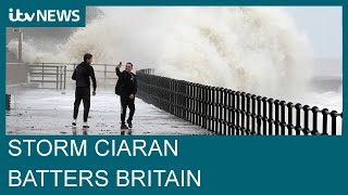 Storm Ciarán Schools shut homes evacuated and 9000 properties without power  ITV News [upl. by Adnir]