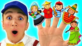 Finger Family Nationalities Song for Kids  Super Simple Nursery Rhymes Sing Along With Tiki [upl. by Ecirted]