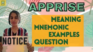 61 Apprise Meaning and Synonyms  Vocabulary  CAT GRE GMAT AFCAT CDS SSC BankPO [upl. by Annig176]