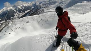 Skier amp snowboarder freeriding in Davos Parsenn [upl. by Auod]