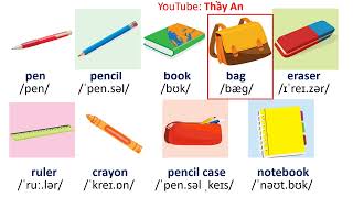 SCHOOL THINGS  English for kids Thầy An [upl. by Coad204]