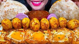 ASMR SPICY EGG CURRY ONION PARATHA MUKBANG MASSIVE Eating Sounds [upl. by Einnij]