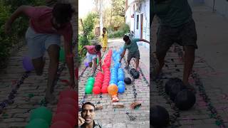 300 balloon popping challenge race green screen with vijayshorts4110 shorts challengegame [upl. by Esyli]