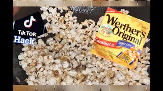 TIKTOK MAKING CARMEL POPCORN WITH WERTHERS CANDY [upl. by Aihsar]