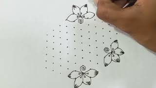 Simple flower kolam for beginners 116 dots flower kolam [upl. by Putnem]