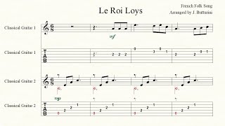 LE ROI LOYS King Louis French Folk Song arranged for two guitars with tab beginner level [upl. by Atipul]