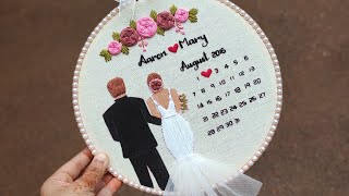 Wedding Calendar Hoop Art ❤️ Step by step Embroidery for Beginners Free Pattern Gossamer [upl. by Gilchrist]