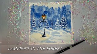 LAMPPOST IN A FOREST ❄️ Watercolour Tutorial for Beginners [upl. by Ethelinda]