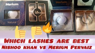 Nishoo Khan VS Merium Pervaiz lashes💌  False eyelash review 👍👎COMPARISON [upl. by Treva]