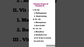 dailyshorts vitamink classification types science vitamins biochemistry medications medical [upl. by Ahtiekahs]