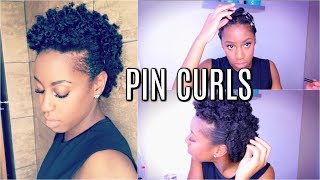 Pin Curls On Short Natural Hair  4C  4B Natural Hair [upl. by Francisco]