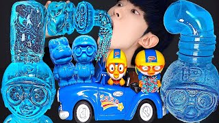 ASMR ICE CREAM BLUE PORORO JELLY RECIPE PARTY 직접 만든 블루 뽀로로 꿀젤리 먹방 DESSERTS MUKBANG EATING SOUNDS [upl. by Reynard]