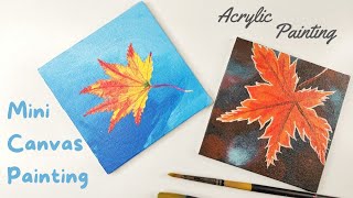 Autumn  fall leaves acrylic painting ideas for beginners [upl. by Fawne]