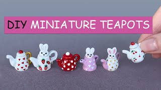 Easy Cute Miniature Teapots  DIY Miniature Polymer Clay Kettles [upl. by Kippar]