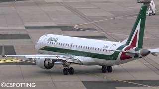 Alitalia CityLiner Embraer ERJ190 landing and takeoff at Dusseldorf Airport [upl. by Orrin]