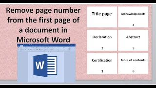 How to remove page number from the first page of a document in Microsoft Word [upl. by Nnyltiak]