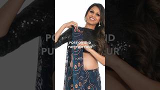 Dramatic Pallu Drape  Saree Pallu Draping Styles  How to Wear Net Saree  Tia Bhuva  shorts [upl. by Ancilin]