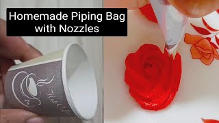 Homemade Piping Bag and Nozzle from Paper Cup  Homemade Piping Bag for Cake Decoration [upl. by Billi]