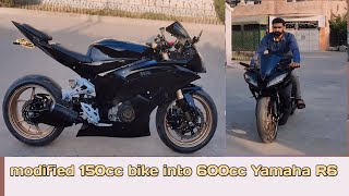 150cc bike modified into Yamaha R6  fat tyres [upl. by Moser]