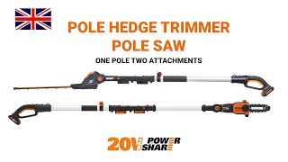 WORX WG252 349 POLE HEDGE TRIMMER  POLE SAW EN [upl. by Nedap]