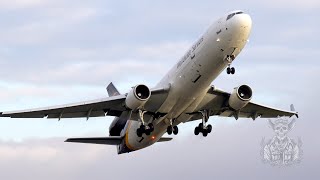 UPS MD11F Taxi And Takeoff From Boeing Field [upl. by Hbahsur]