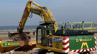 Komatsu HB365 Hybrid Excvator Working on Rhyl Seafront [upl. by Morell423]