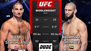 SEAN STRICKLAND vs KHAMZAT CHIMAEV  UFC Fantasy  AI Prediction  Full fight [upl. by Telimay]